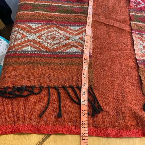 Earthbound Womens Boho Sweater Poncho Vest Wrap Cape High Low Aztec Fringe acryl - Picture 9 of 14